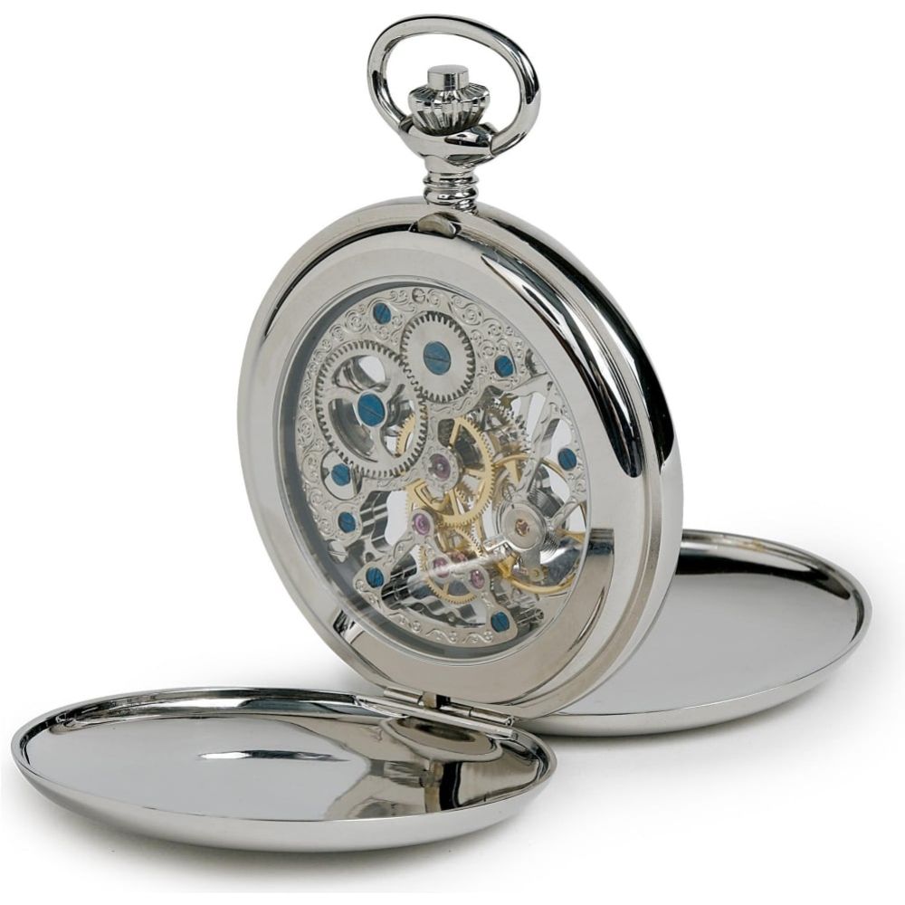 Polished Chrome Double Hunter Mechanical Rapport Pocket Watch PW91 ...