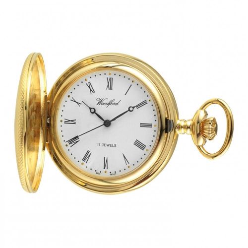 Gold Plated 17 Jewel Mechanical Half Hunter Pocket Watch W1056