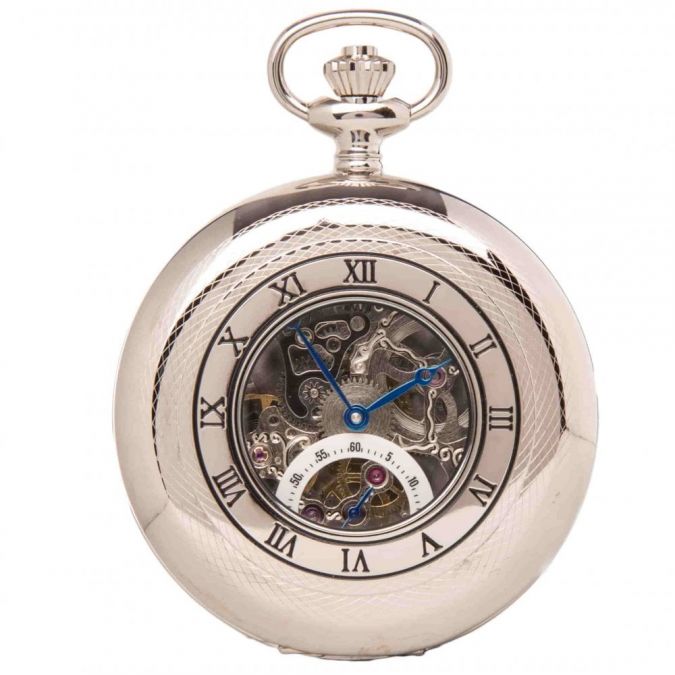 Half hunter discount skeleton pocket watch