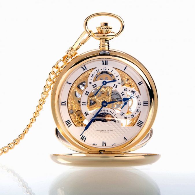 Dual time deals pocket watch