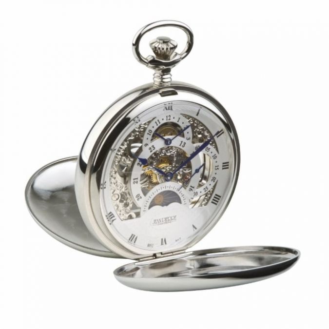 Jean pierre double discount hunter skeleton pocket watch