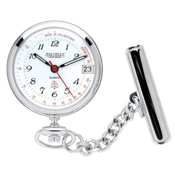 Chrome Nurses Fob Watch With Engravable Lapel L554CQ Pocketwatch USA