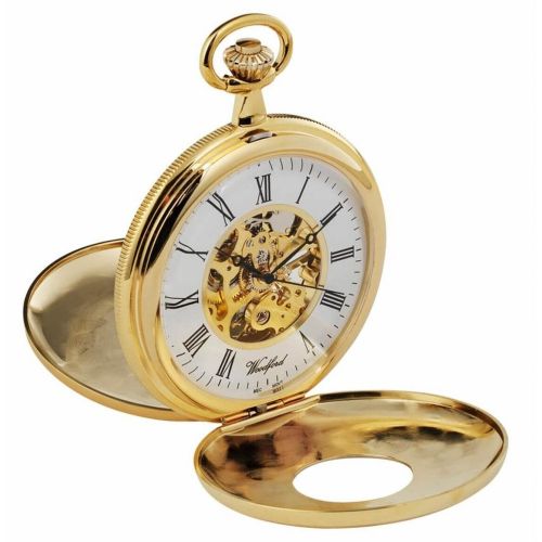 Double Half Hunter Gold Plated Pocket Watch W1077 | Pocketwatch USA