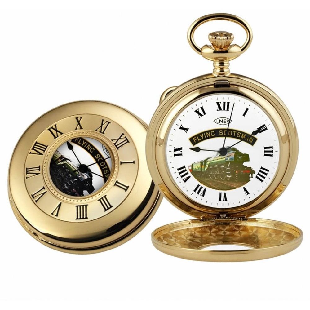 Woodford Gold Plated Flying Scotsman Pocket Watch HT102 | Pocketwatch USA